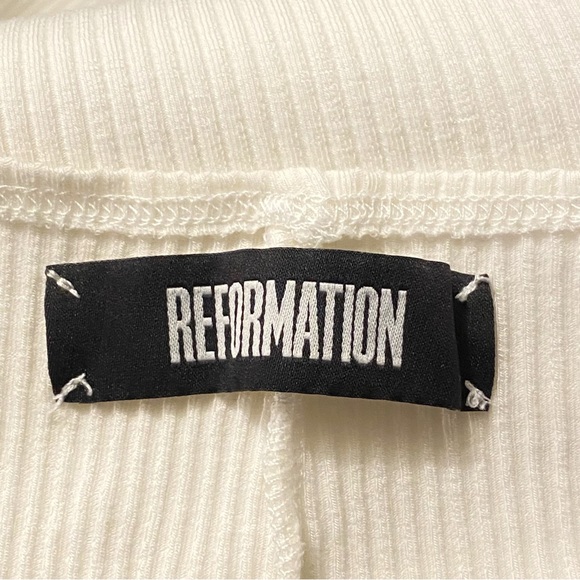 Reformation ARLY cream off white ribbed round neck sleeveless mini tank dress - Picture 9 of 11